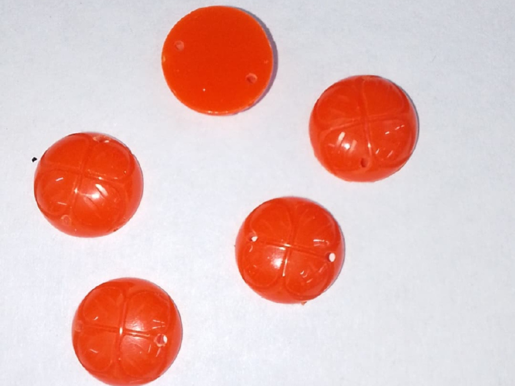 Orange Round 2 Hole Plastic Stones