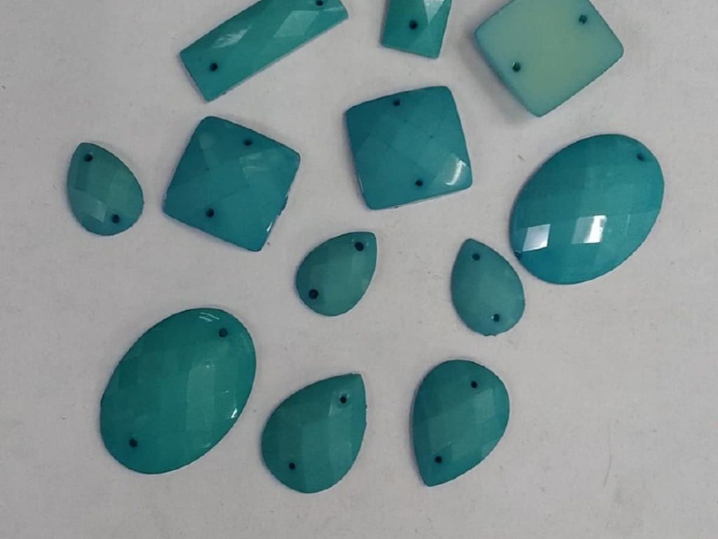 Turquoise Blue Faceted Mix 2 Hole Plastic Stones