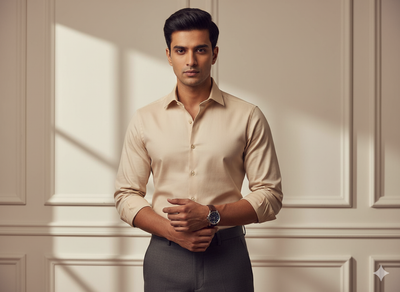 प्राकृतिक बेज सादा ग्लेज्ड कॉटन कपड़ा