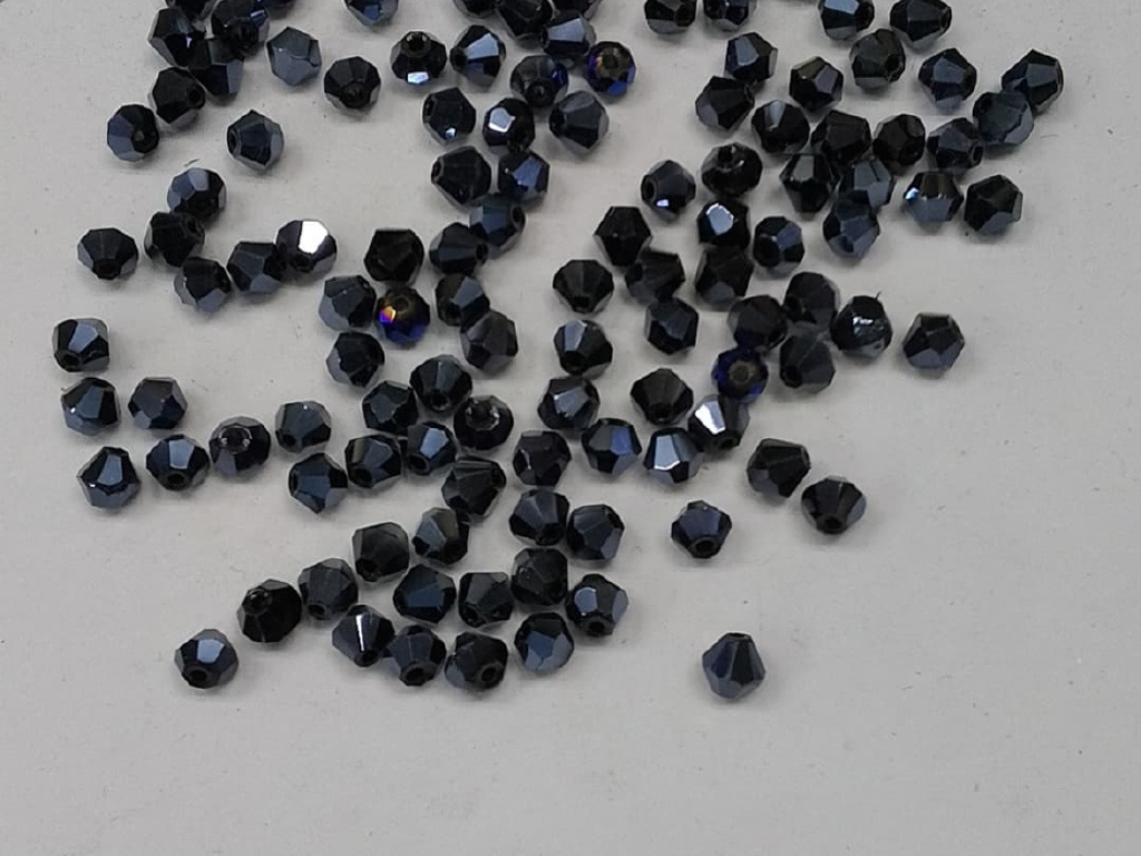 Graphite Grey New Cut Crystal Glass Beads- 4 mm (Wholesale)