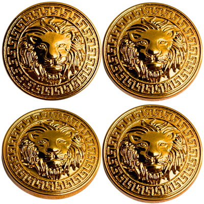 Pure Golden Lion Face Antique Design Round Shank Metal Button