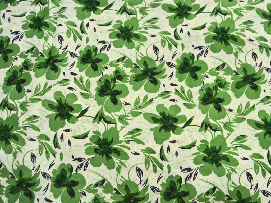 Mind Green Floral Digitally Printed Butter Crepe Fabric