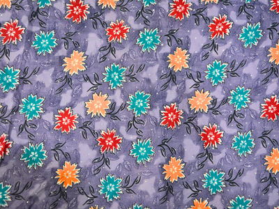 Purple Floral Digitally Printed Butter Crepe Fabric