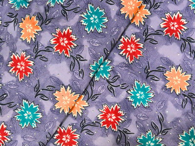 Purple Floral Digitally Printed Butter Crepe Fabric