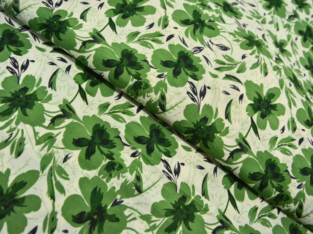 Mind Green Floral Digitally Printed Butter Crepe Fabric