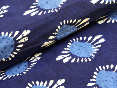Blue Handblocked Printed Pure Mul Mul Cotton Fabrics