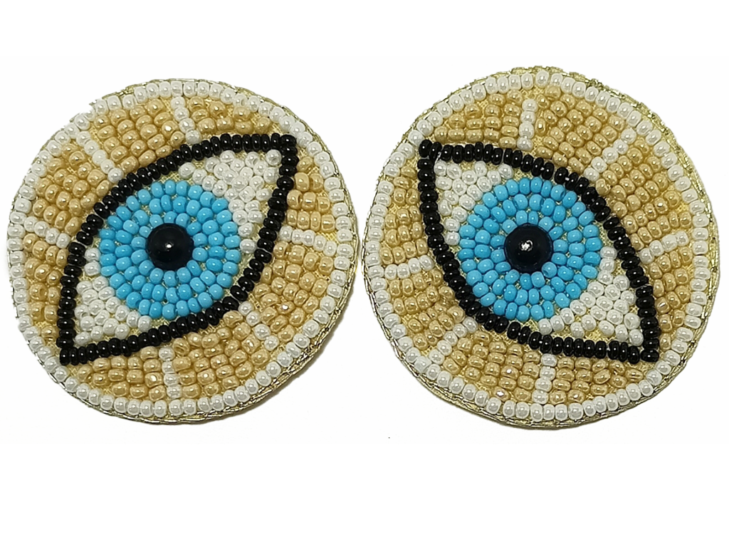 Yellow Circular Beaded Applique Motifs