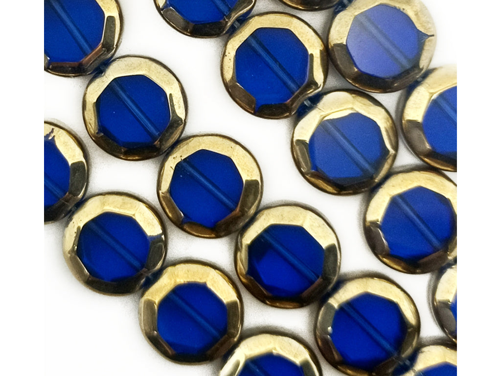 Blue & Golden Octagonal Designer Glass Beads