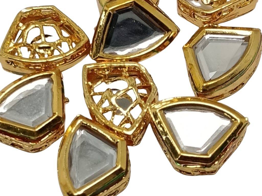 White Pear Metal Kundan Stones