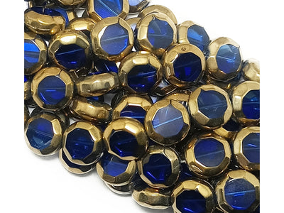 Blue & Golden Octagonal Designer Glass Beads