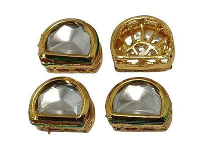 White Semicircle Metal Kundan Stones