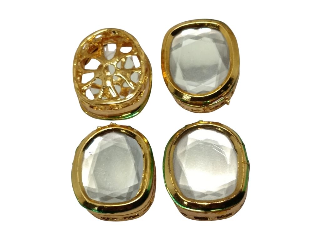 White Circuler Metal Kundan Stones