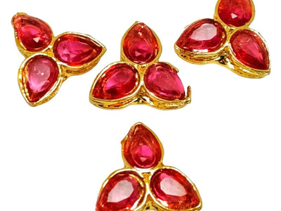 Red 3-Petal flower AD Stone Embedded Kundan Stones