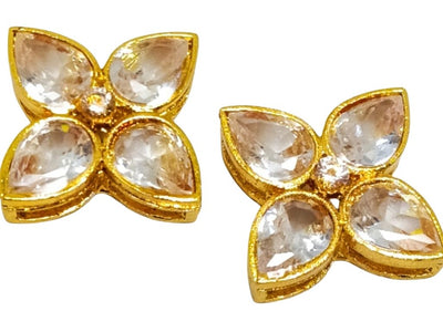 White 4-Petal flower AD Stone Embedded Kundan Stones