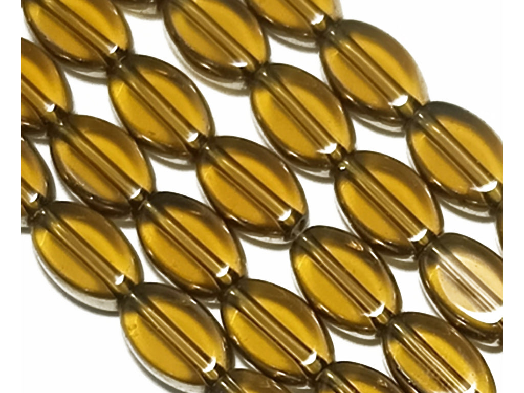 Mustard Transparent Oval Fire Polished Glass Beads
