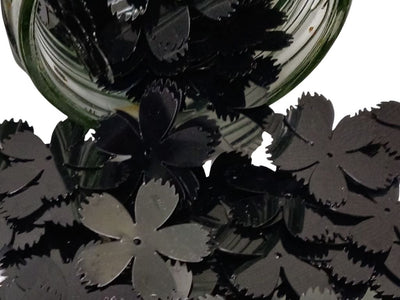 Black Flower One Hole Plastic Sequins