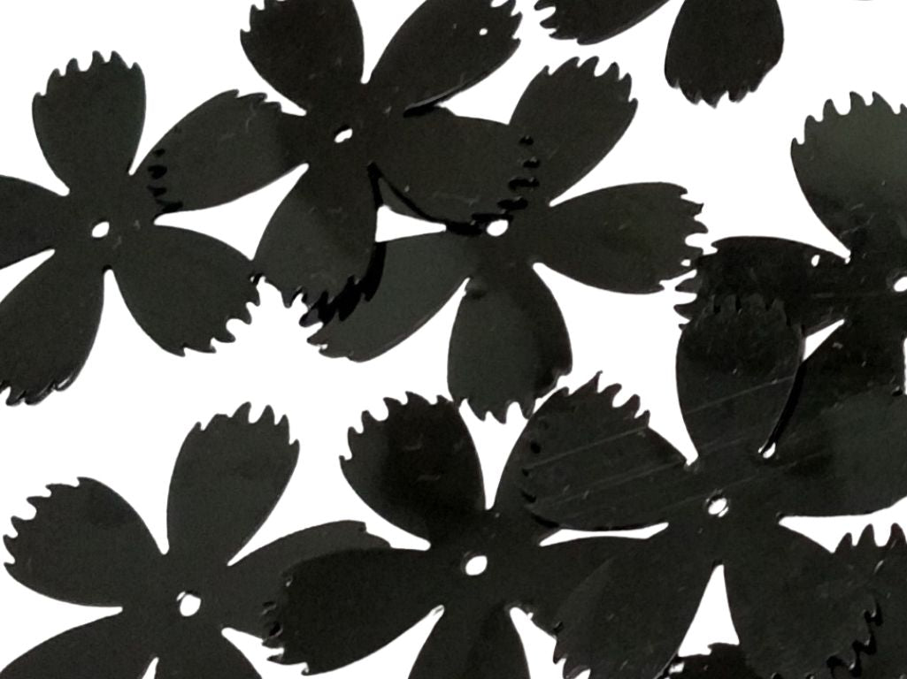 Black Flower One Hole Plastic Sequins