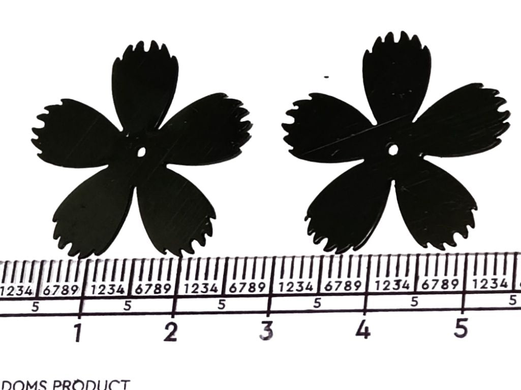Black Flower One Hole Plastic Sequins