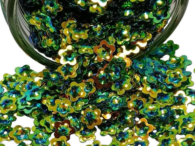 Green Flower One Hole Plastic Sequins