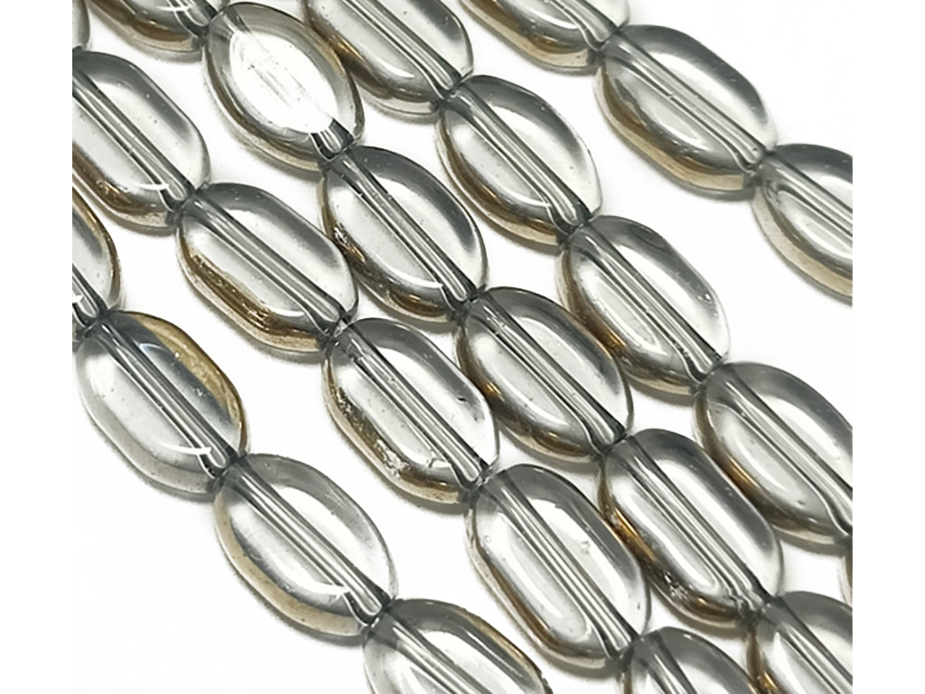 White Transparent Oval Fire Polished Glass Beads