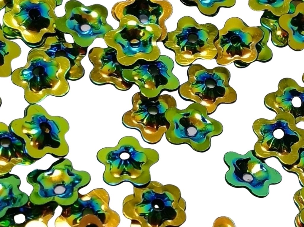Green Flower One Hole Plastic Sequins