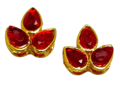 Blood Red 3-Petal flower AD Stone Embedded Kundan Stones