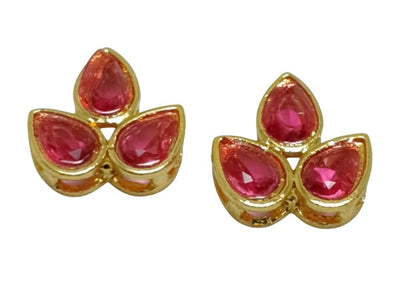 Pink 3-Petal flower AD Stone Embedded Kundan Stones
