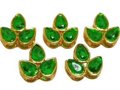 Green 3-Petal flower AD Stone Embedded Kundan Stones