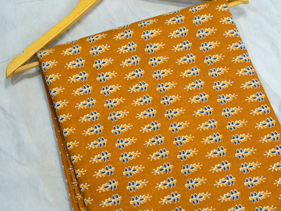 Copper Brown Ajrakh Pure Cotton Fabric