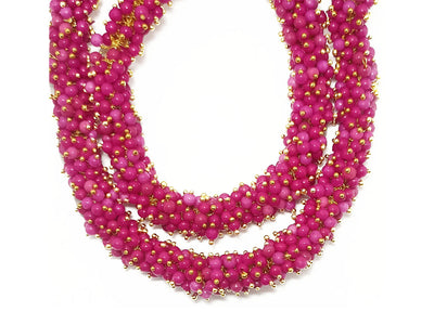 Pink & Golden Spherical Loreal Glass Beads