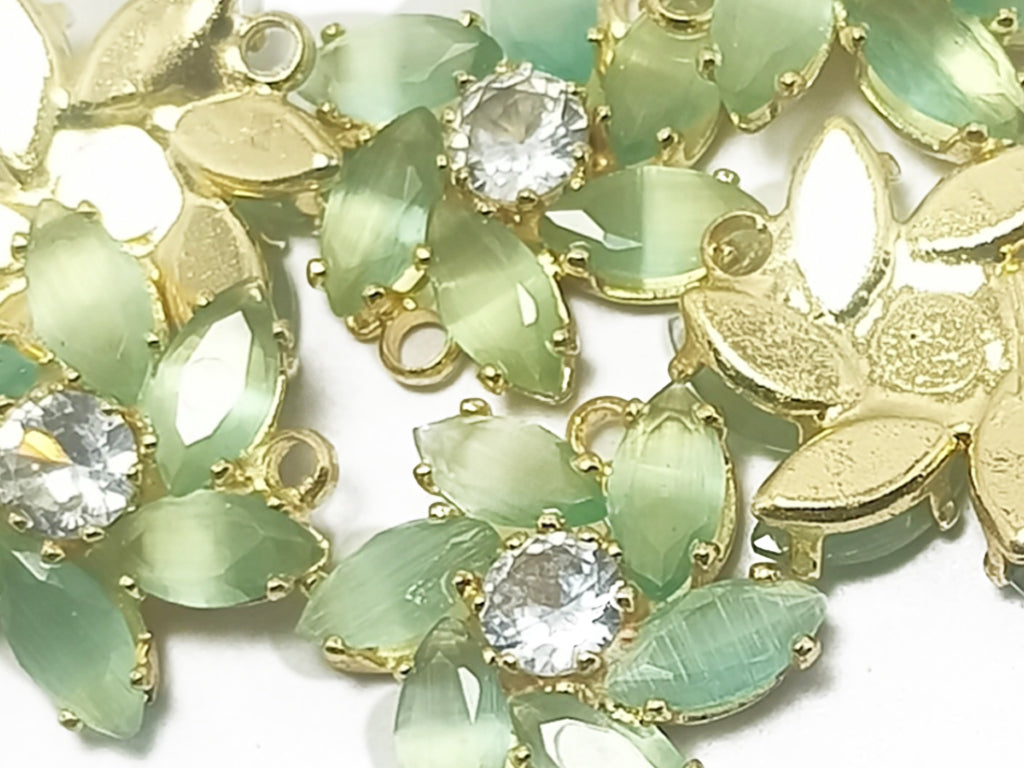 Light Green & Yellow Flower Stone Charms