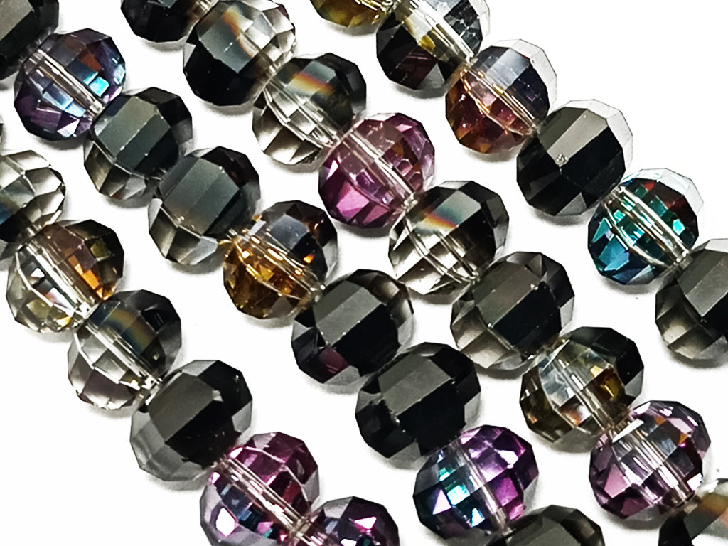 Black Rainbow Octagonal Faceted Crystal Beads