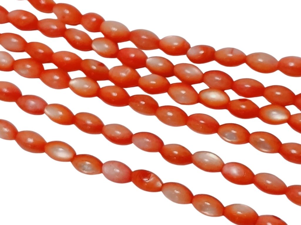 Light Orange Pval Glossy Mother of Pearl Beads