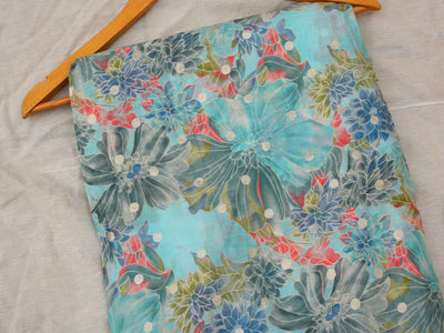 Sky Blue Pure Mul Mul Kalamkari Cotton Fabric