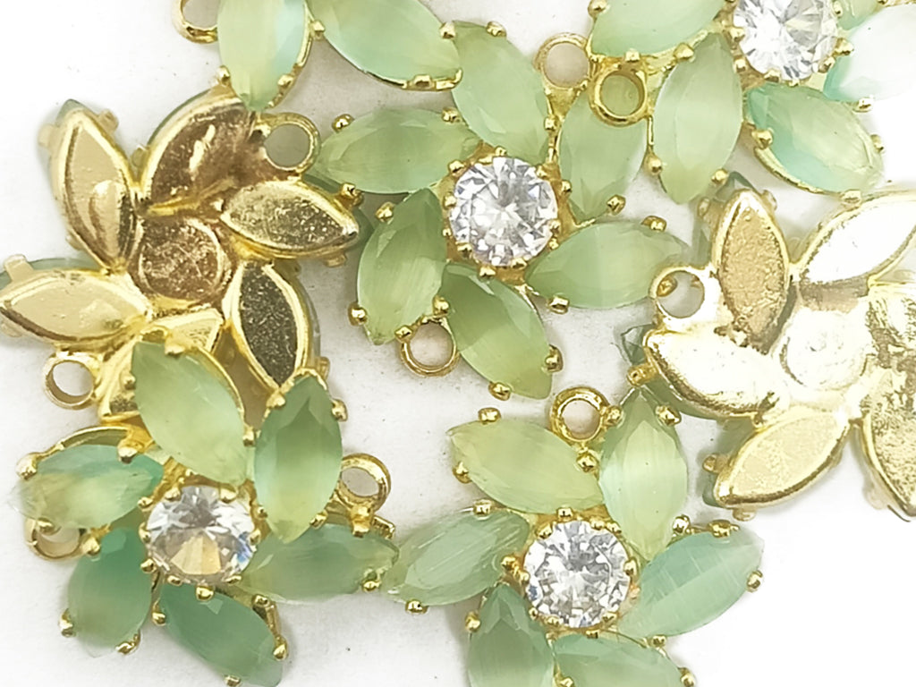 Light Green & Yellow Flower Stone Charms