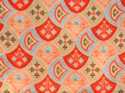 Red & Orange Geometric Soft Cotton Muslin Fabric