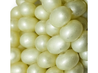 Shiny Cream Oval Glass Pearl Beads