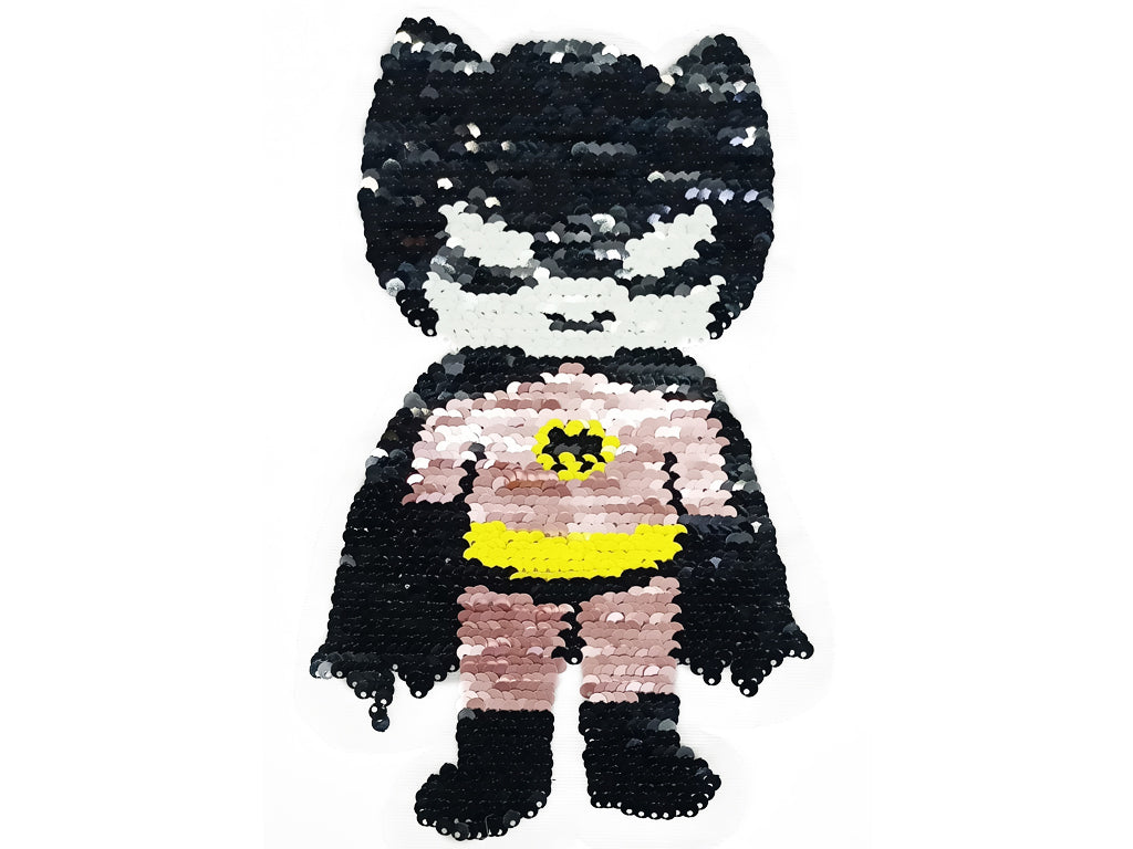 Black Batman Reversible Sequins Motifs