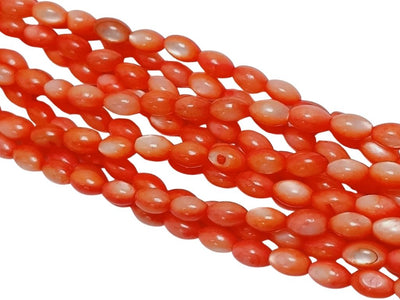 Light Orange Pval Glossy Mother of Pearl Beads