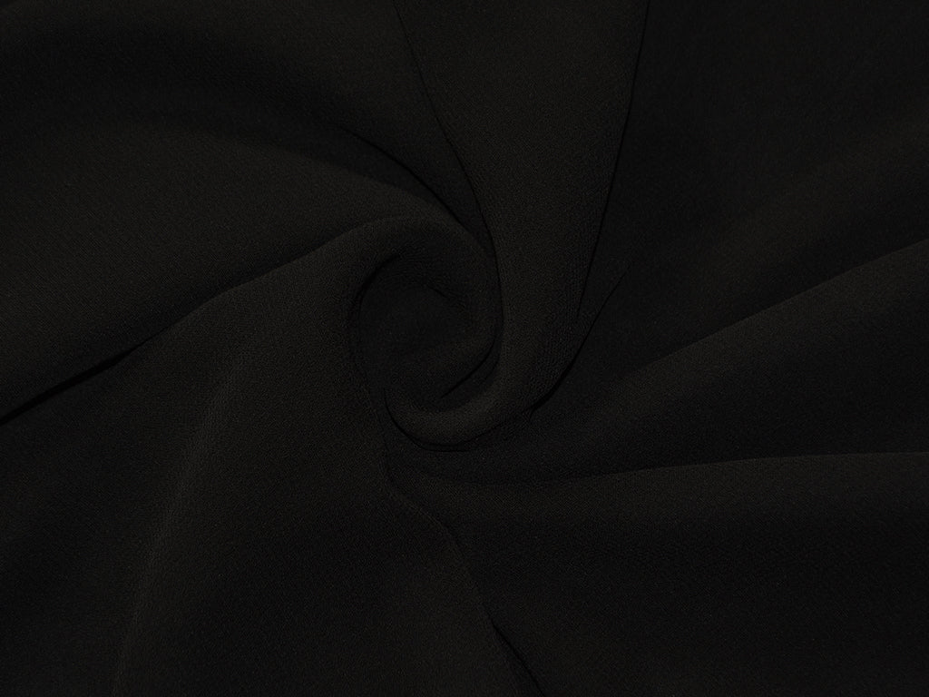 Jet Black Plain Georgette Fabric