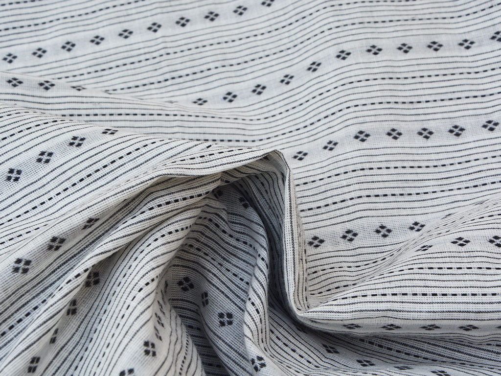Gray Dot Strips Pattern Pure Cotton Jacquard Fabric