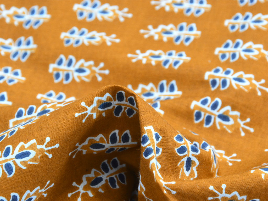 Copper Brown Ajrakh Pure Cotton Fabric