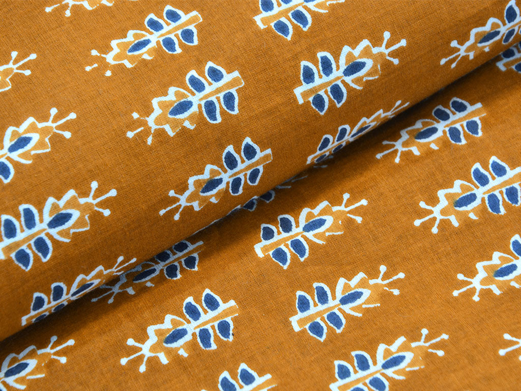 Copper Brown Ajrakh Pure Cotton Fabric