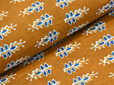 Copper Brown Ajrakh Pure Cotton Fabric