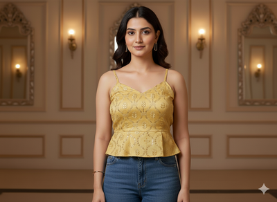 पीला धातुई सेक्विन कढ़ाई मलाई साटन कपड़ा