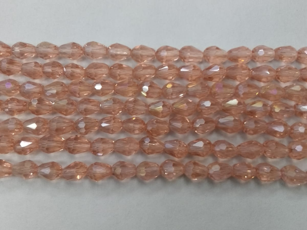 Pink Drop Crystal Glass Beads