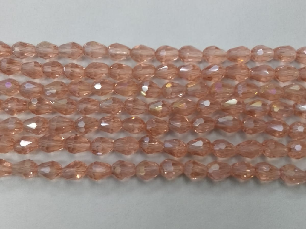 Pink Drop Crystal Glass Beads (Wholesale)