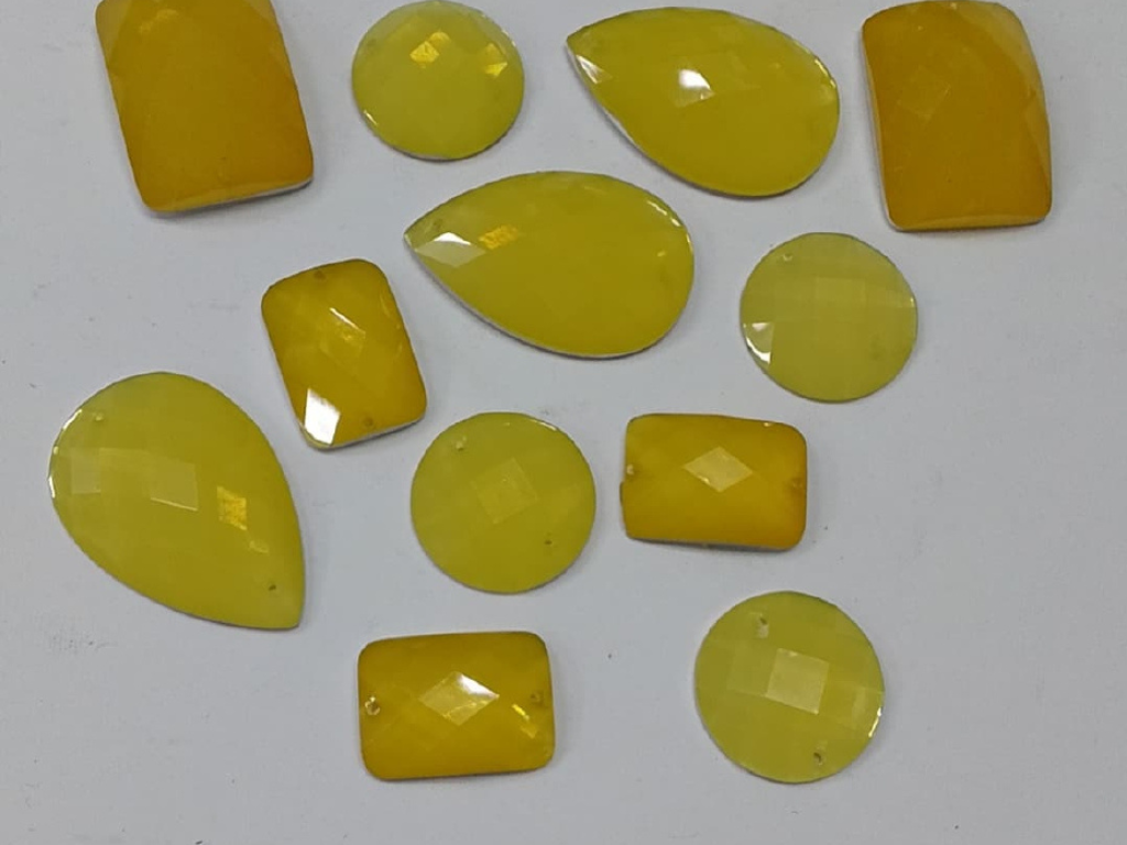 Dull Yellow Assorted 2 Hole Plastic Stones