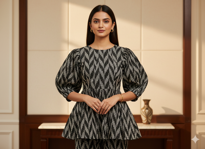 काले और ग्रे शेवरॉन पैटर्न शुद्ध कपास जैक्वार्ड कपड़ा