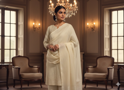 Off White Plain 100% Pure Mul Mul Cotton